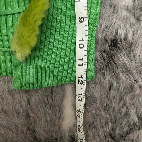 Urban Outfitters Lime Green Cardigan with Faux Fur Trim sz XS TP - Picture 9 of 10